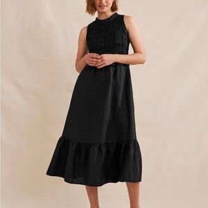 Boden linen Black Midi Dress